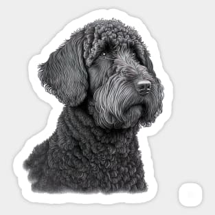 [AI Art] Portrait of a Black Labradoodle, Line Art Sticker